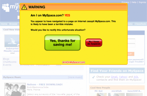AmIOnMySpace.com?, l\'extension Firefox