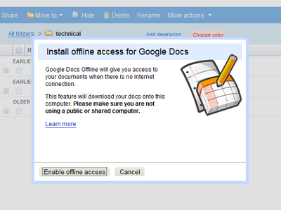 Google Docs, install offline acces