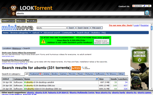 LookTorrent, résultats