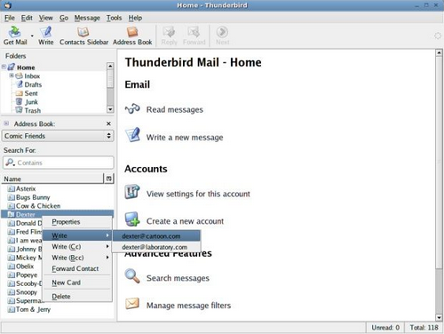 Extension Contacts Sidebar pour Thunderbird